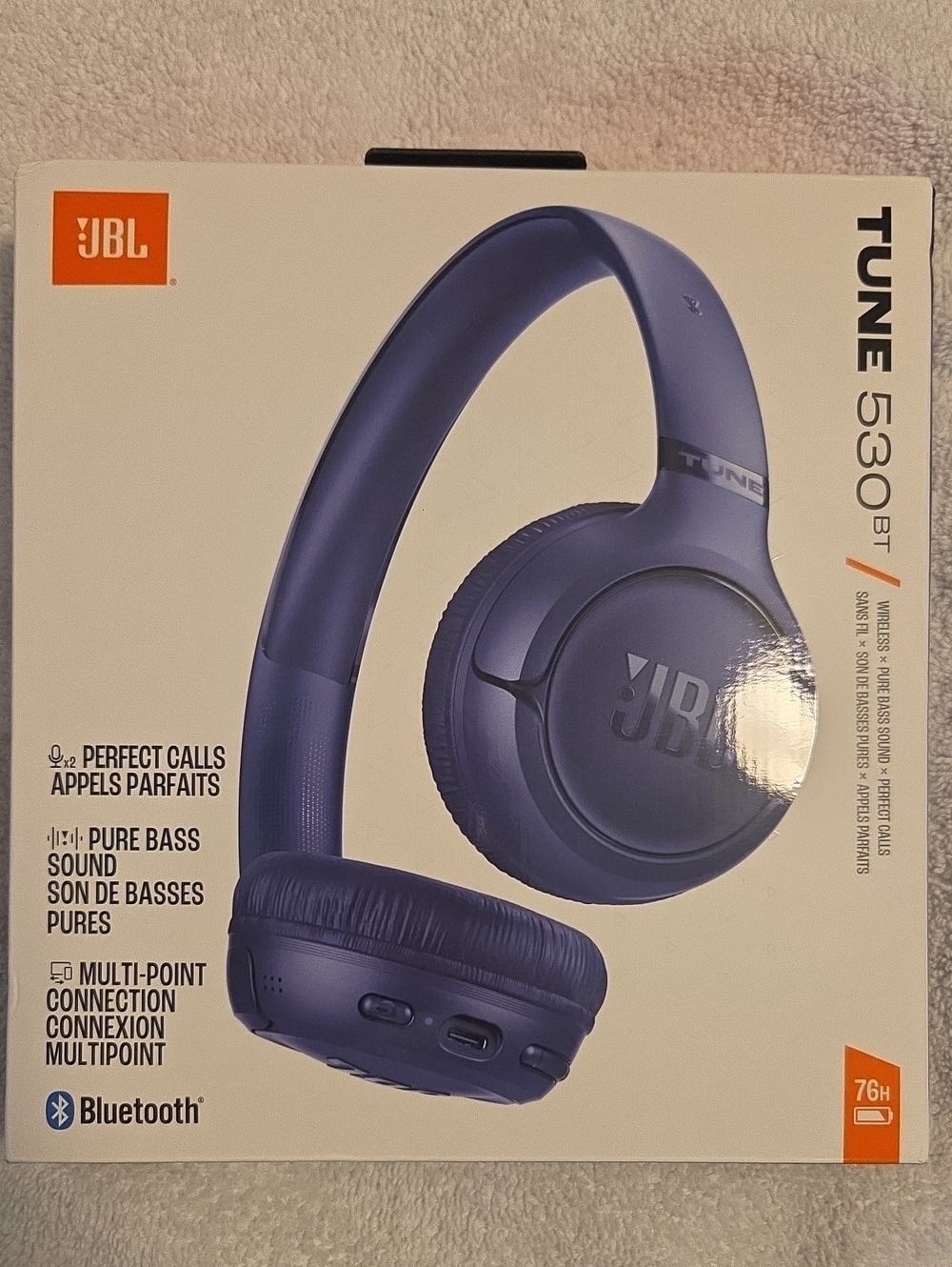 JBL Tune 530BT Wireless Over-Ear Headphones - Blue